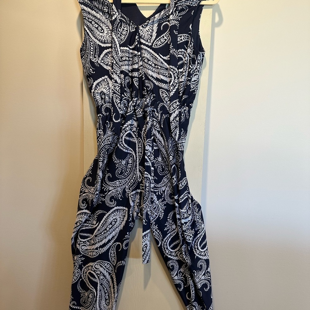 Navy Paisley Jumpsuit
